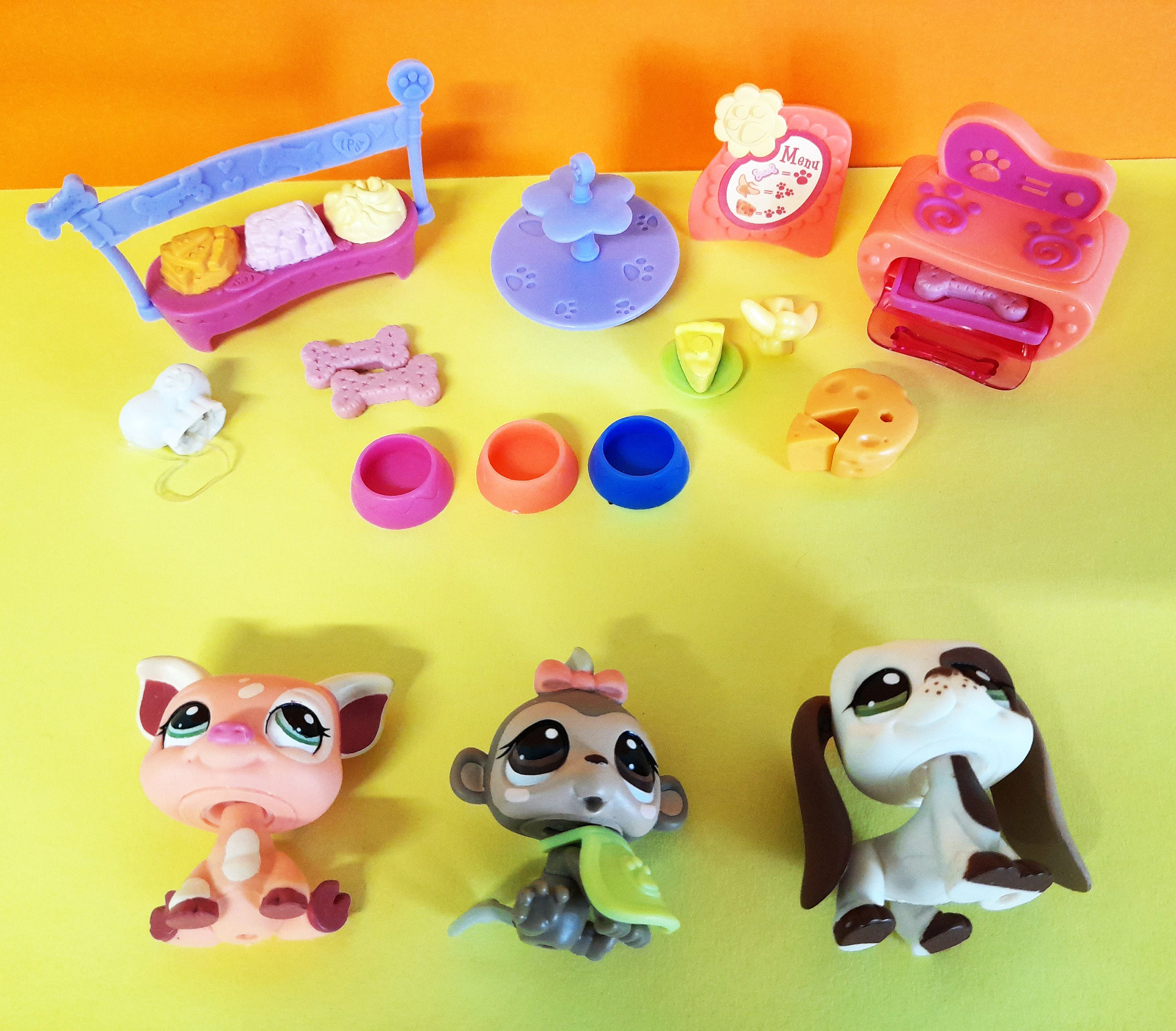 LPS Littlest Pet Shop #1593 #1594 #1595 Basset Hound, Pig, Monkey