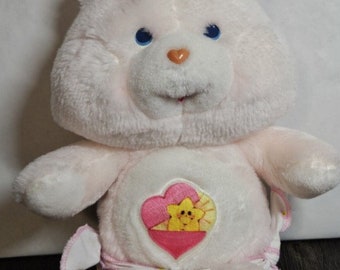 12" Vintage 1983 Care Bears Baby Hugs Bear Pink Plush Diaper Plush Clean