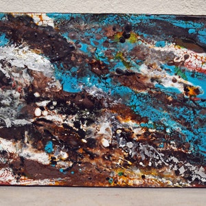 Turquoise Geode I Encaustic wax painting image 1