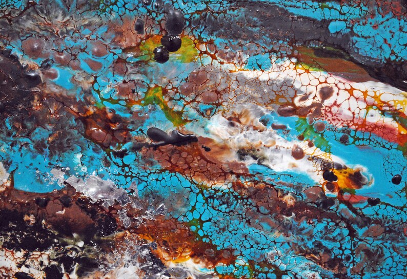 Turquoise Geode I Encaustic wax painting image 2