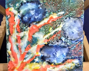 Coral Ocean I - encaustic painting
