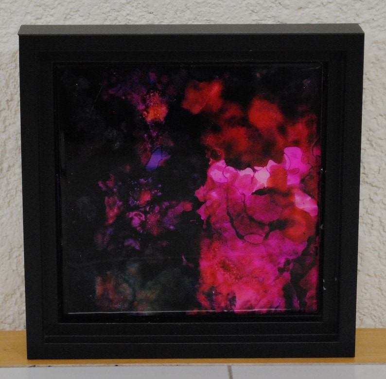 Fushia Magic alcohol ink and resis painting