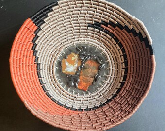 Handmade basket with resin base