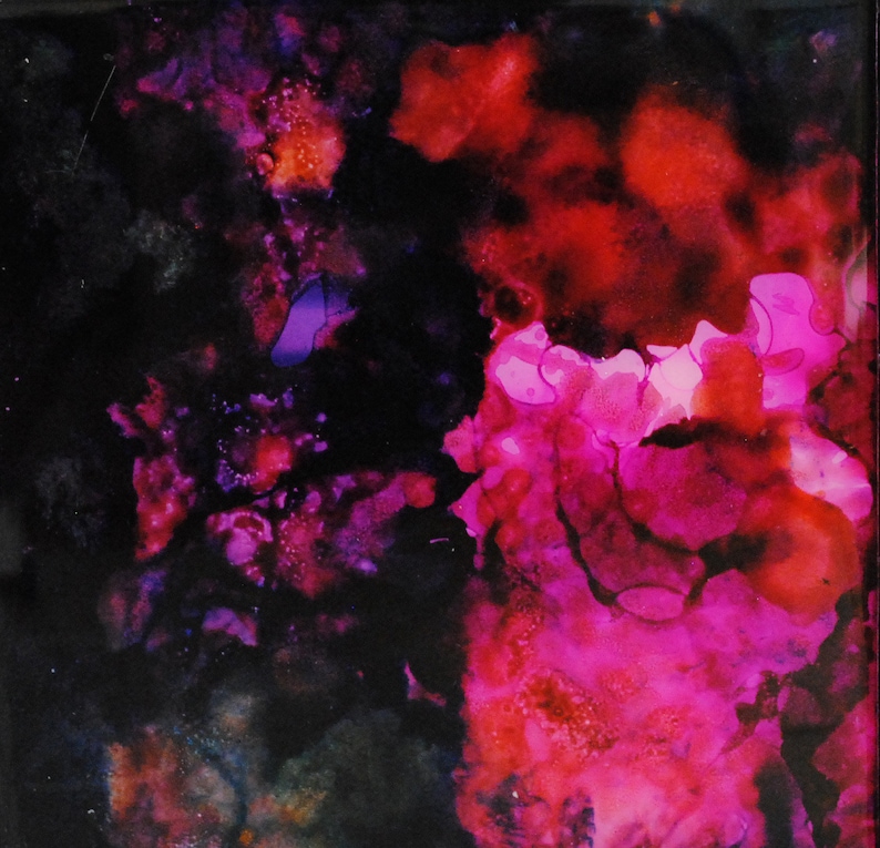 Fushia Magic alcohol ink and resis painting