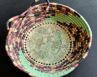 Sea turtle basket - handmade basket.