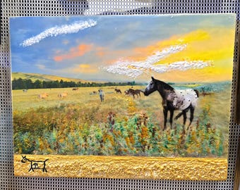Sunrise at Eaton Ranch - photo encaustic painting