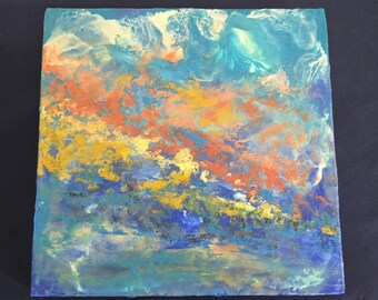 Breathless sunset - encaustic painting