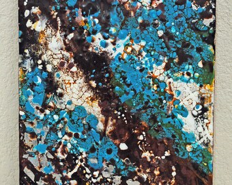 Turquoise geode II - encaustic wax painting