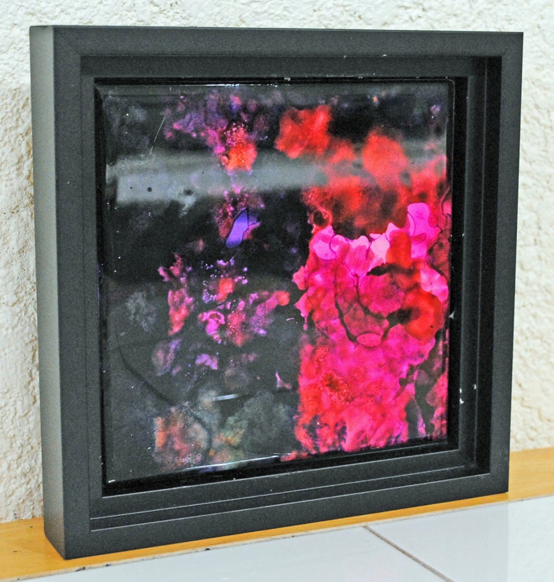 Fushia Magic alcohol ink and resis painting