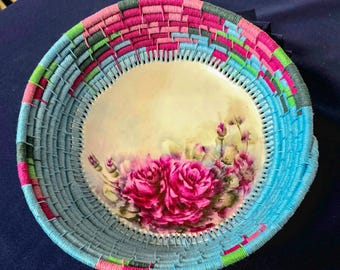 Basket of roses - handmade basket