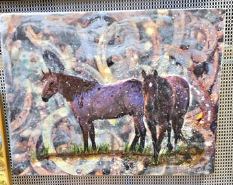 Resting at sunset - photo encaustic painting