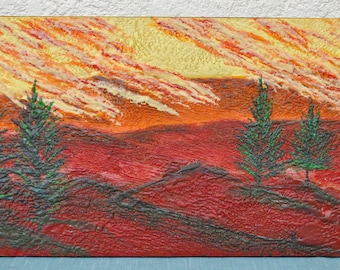 Summer dawn - encaustic painting