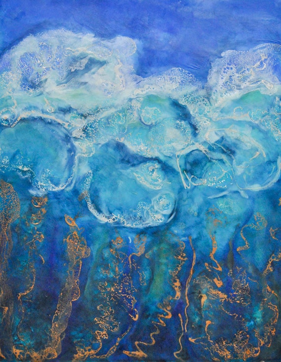 Encaustic painting with drawing and soothing music 