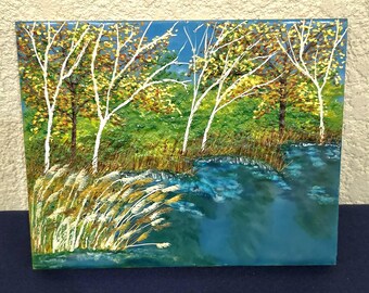 Fall in da bayou - encaustic fine art painting