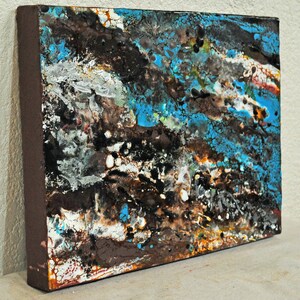 Turquoise Geode I Encaustic wax painting image 4