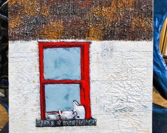Humble abode (Irish cottage) - encaustic painting.