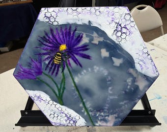 Bee Buzz - mixed media encaustic painting