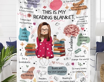 Coperta personalizzata "Questa è la mia coperta da lettura", coperta personalizzata per amanti dei libri, regali per lettori appassionati.
