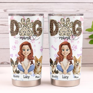 Personalized Dog Mom Tumbler: A Girl and Her Dogs