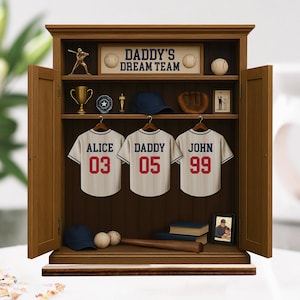 Personalized Daddy's Dream Team Baseball Jersey Wooden Plaque