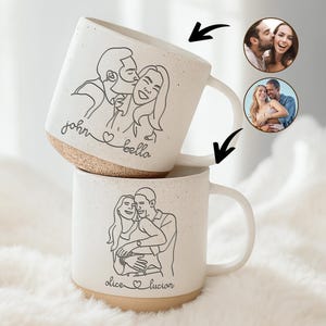Personalized Photos Engraved Pottery Mug, Custom Wedding Mugs, Engagement Gifts, Wedding Gifts for Couple, Bridal Shower, Anniversary Gifts