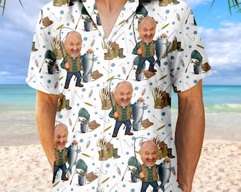 Custom Face Bass Fishing Hawaiian Shirt: Summer Party Gift