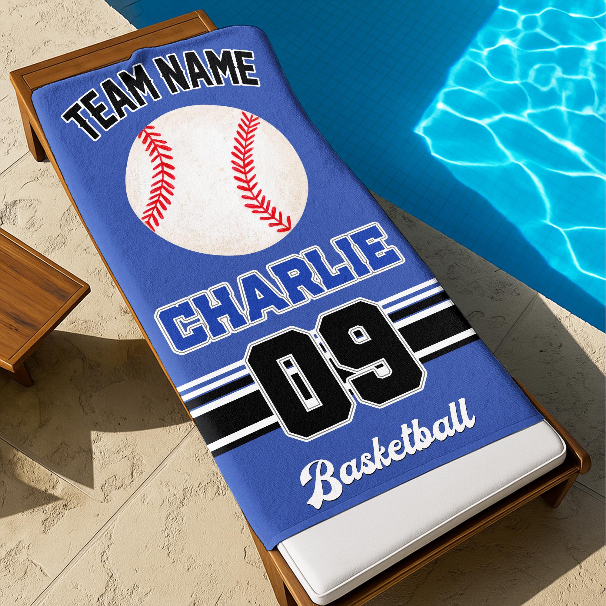 Custom Baseball Team Beach Towel, Baseball Softball Player Gift, Sport Lover Gift, Personalized School Team Club, Baseball Coach Gift