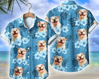 Personalized Dog Hawaiian Shirt: Custom Pet Portrait Tropical Shirt
