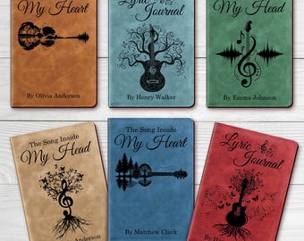 Personalized Leather Music Journal – Guitar & Song Lyric Notebook