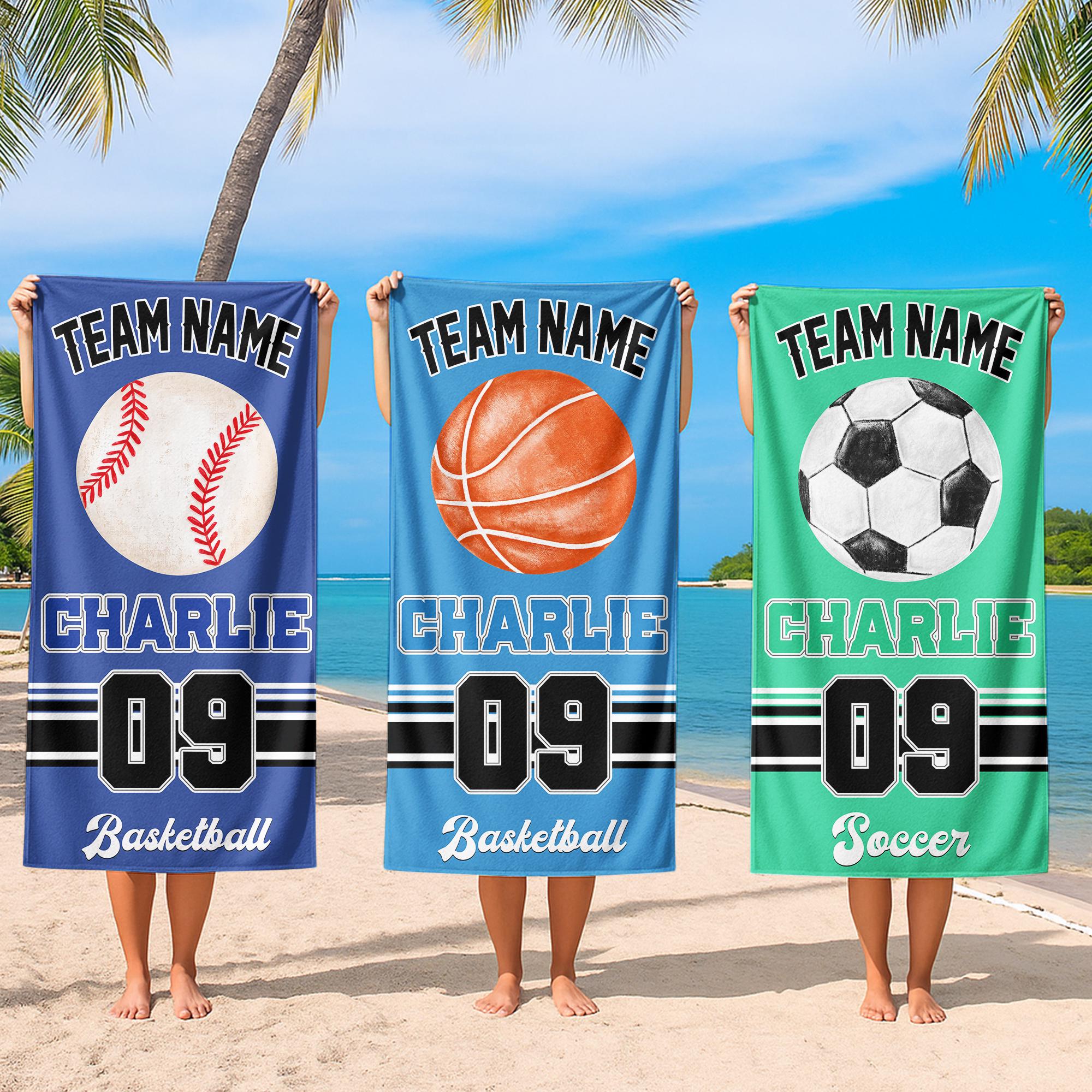 Custom Baseball Team Beach Towel, Baseball Softball Player Gift, Sport Lover Gift, Personalized School Team Club, Baseball Coach Gift