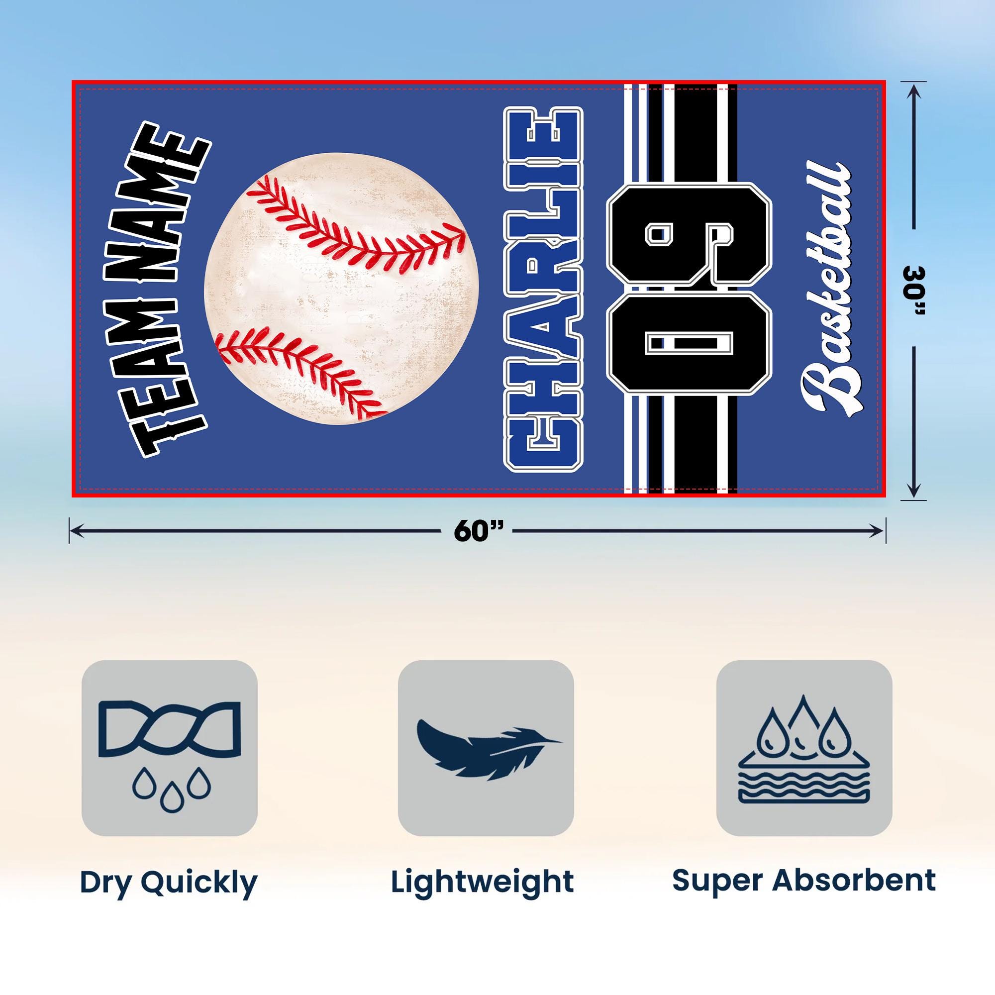 Custom Baseball Team Beach Towel, Baseball Softball Player Gift, Sport Lover Gift, Personalized School Team Club, Baseball Coach Gift
