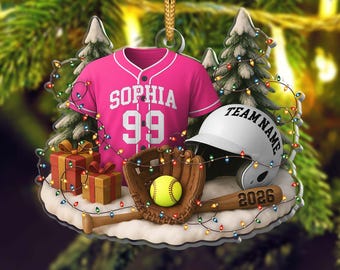 Ornement de softball personnalisé 2026 • Maillot personnalisé, souvenir d'équipe