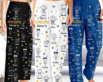 Personalisierte Oma Pyjama Hose • Benutzerdefinierte Namen für Enkel, Weihnachtsgeschenk