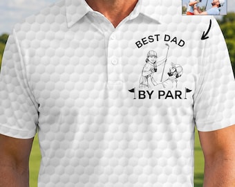 Gepersonaliseerde golfpoloshirt voor papa, custom foto shirt golfvader, beste vader poloshirt, vaderdaggolfcadeau voor mannen