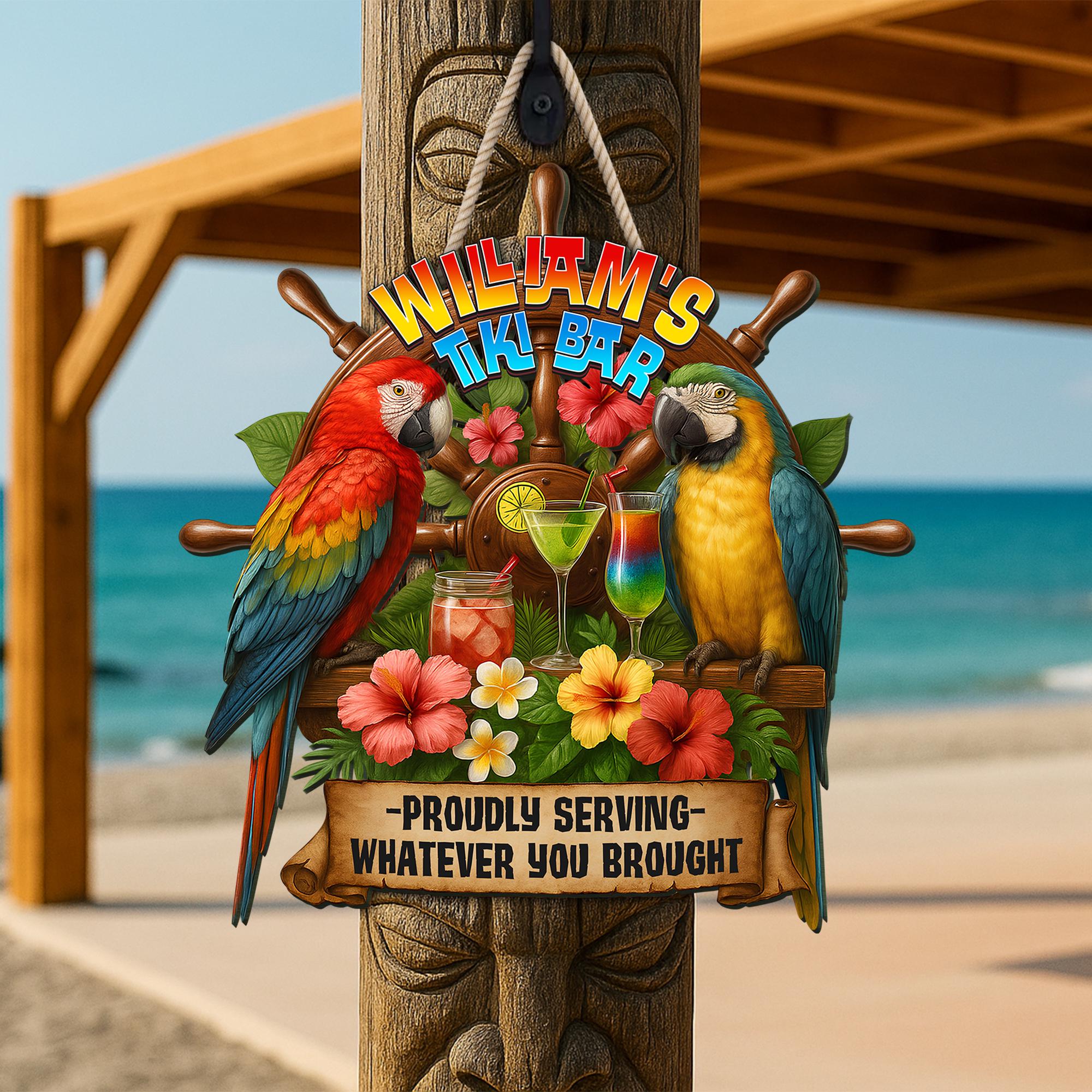 Personalized Tiki Bar Wood Sign: Summer Poolside Decor
