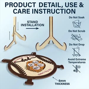 May include: A personalized wooden baseball-themed plaque with a baseball glove and baseballs. The plaque says "We caught the best dad" and includes the names Amelia, Kelvin, and Addie. The plaque is 6mm thick and comes with a stand for display.