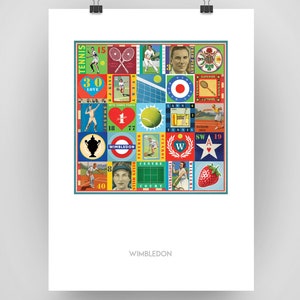 Wimbledon Tennis Pop Art Print - Lawn Tennis Wall Art Poster Gift