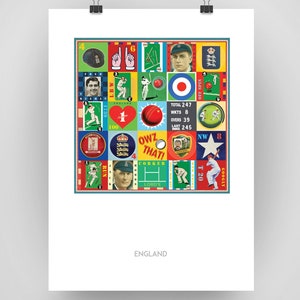 England Cricket Pop Art Print - England Cricket Team Wall Poster Gift - MCC