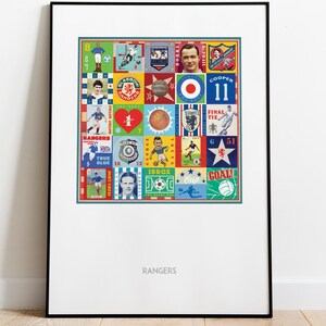 Rangers Print - Glasgow Rangers Poster - Pop art - Glasgow - Retro Football Club Print - Soccer Gift