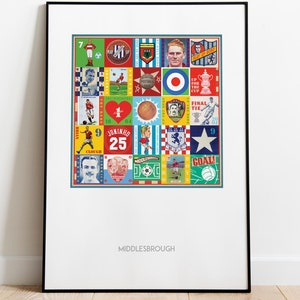 Middlesbrough Print - Boro Poster - Boro Print - Pop Art - Retro Football Print - Soccer Gift