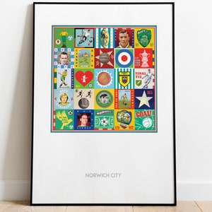 Norwich City Print - Norwich Poster - Norwich Print - Pop art - Retro Football Print - Soccer Gift