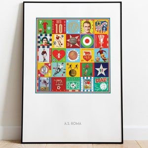 Roma Print - AS Roma Poster - Pop Art - Retro Football Print - Italia - Soccer Gift - Rome