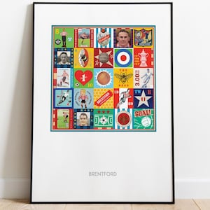 Brentford Print - Brentford Poster - Pop art - Retro Football Print - Soccer Gift