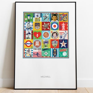 Millwall Print - Millwall Poster - Pop art - Retro Football Print - Soccer Gift