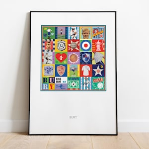Bury Football Print - Bury Poster - Pop Art - Retro Football Print - Soccer Gift