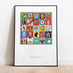 Bradford City Print - Bradford Poster - Pop art - Retro Football Print - soccer gift