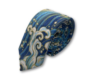 Indigo Wave | Gift For Him | Unique Tie | Blue Tie | Groomsman Gift