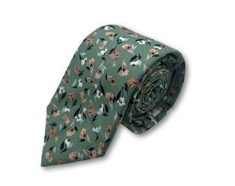 Meadow Mirage | Floral Tie | Wedding Tie | Gift For Him | Spring Tie | Green Floral Tie