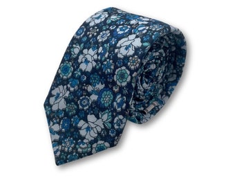 Oceanic Bloom | Floral Tie | Wedding Tie | Gift For Him | Blue Floral Tie | Spring Fashion | Blue Tie