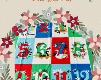 Handmade Christmas Fleece Blanket: Reversible 12 Days of Christmas Design